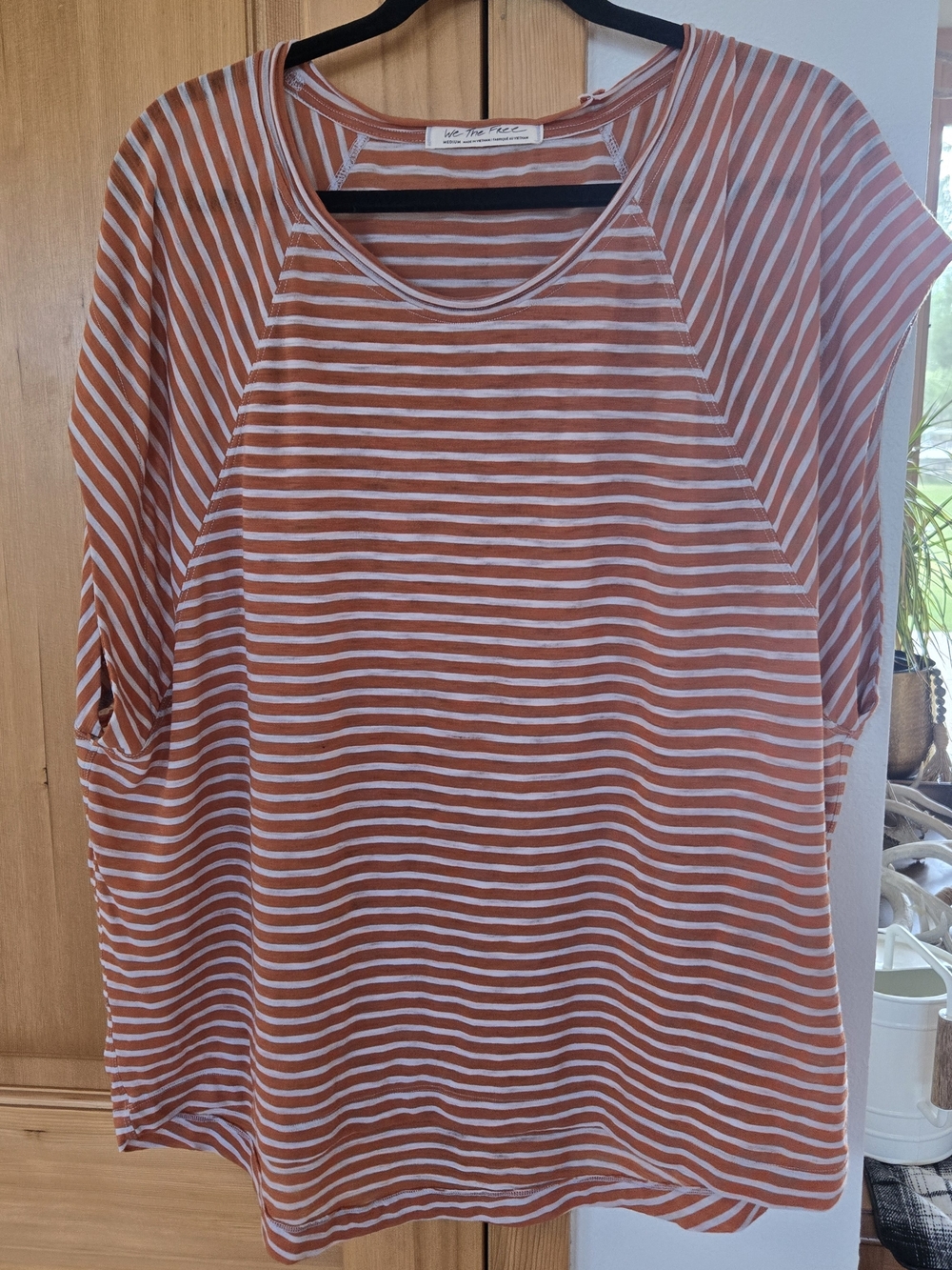 We The Free Orange and White Striped Short-Sleeve Tee